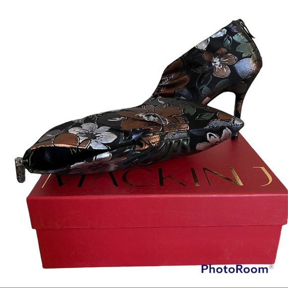 Mackin J Satiny Floral Booties 4” Heel - Picture 2 of 3